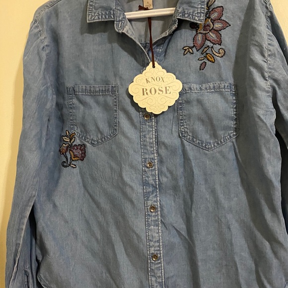 KNOX ROSE Long Sleeve  Button Down Denim Shirt Size S - Picture 11 of 15